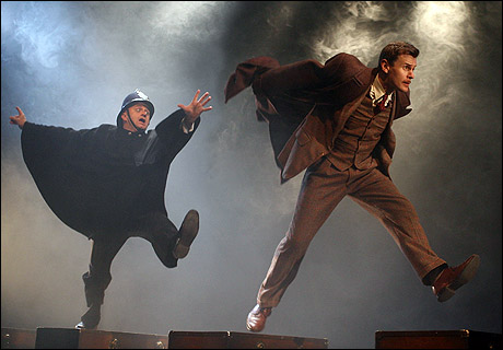 Cliff Saunders and Charles Edwards in Alfred HitchcockÕs THE 39 STEPS, now playing at the Cort Theatre (138 West 48th Street). © Joan Marcus
