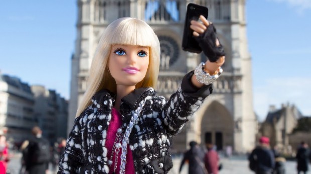 Barbi selfie outside the Duomo in Milan. On exhibition at MUDEC