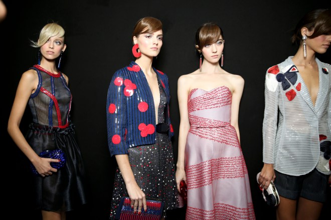 Backstage at Giorgio Armani Spring 2016