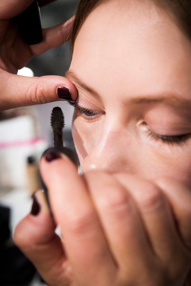 Backstage at the Gucci Fall 2015 show. Gucci Beauty 'Infinite Eye' Mascara 