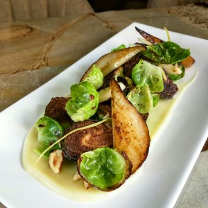Sprouts with pear, parsnips, and hazelnuts (photo: courtesy)