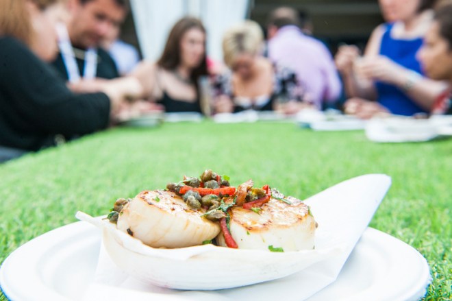 Pan-fried scallop by Chef Theo Randall for Taste of London 2014