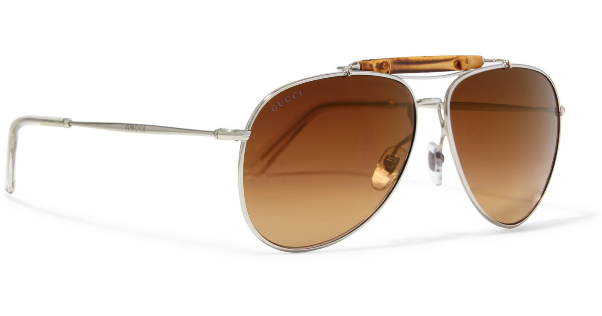 gucci-brown-bamboo-trimmed-aviator-style-metal-sunglasses-product-1-154329429-normal