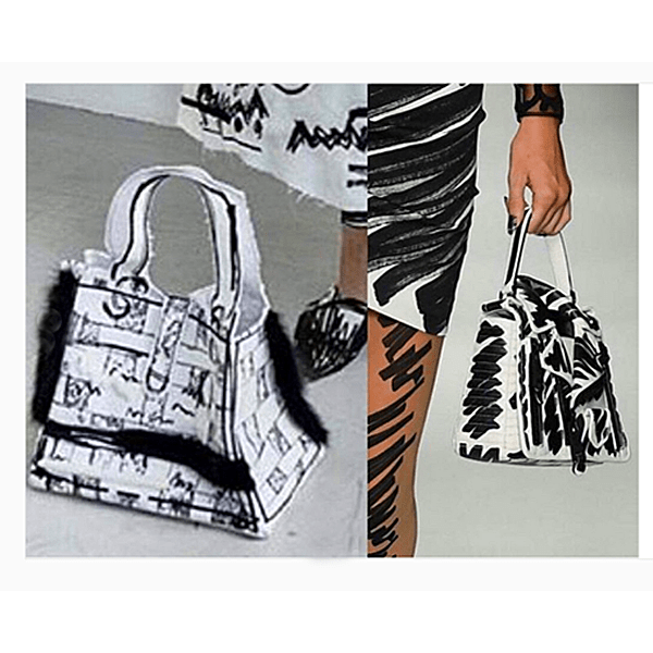 Edda Gimnes (left), Moschino SS19 (right)