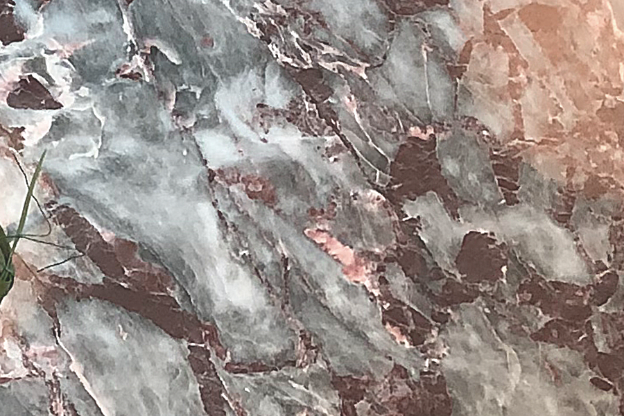 Rescued marble repurposed for foyer and kitchen dining tables. (photo Nichelle Cole)