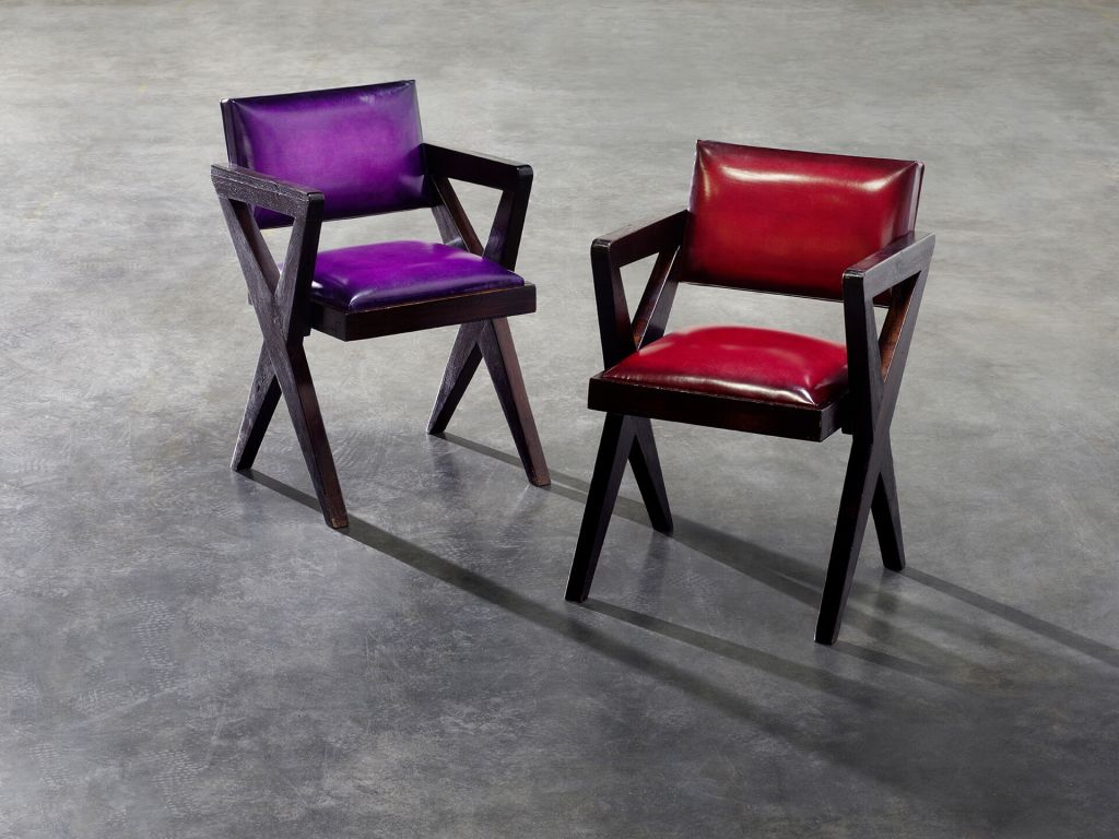 Pierre Jeanneret chairs restored by Berluti (photo: courtesy Berluti)